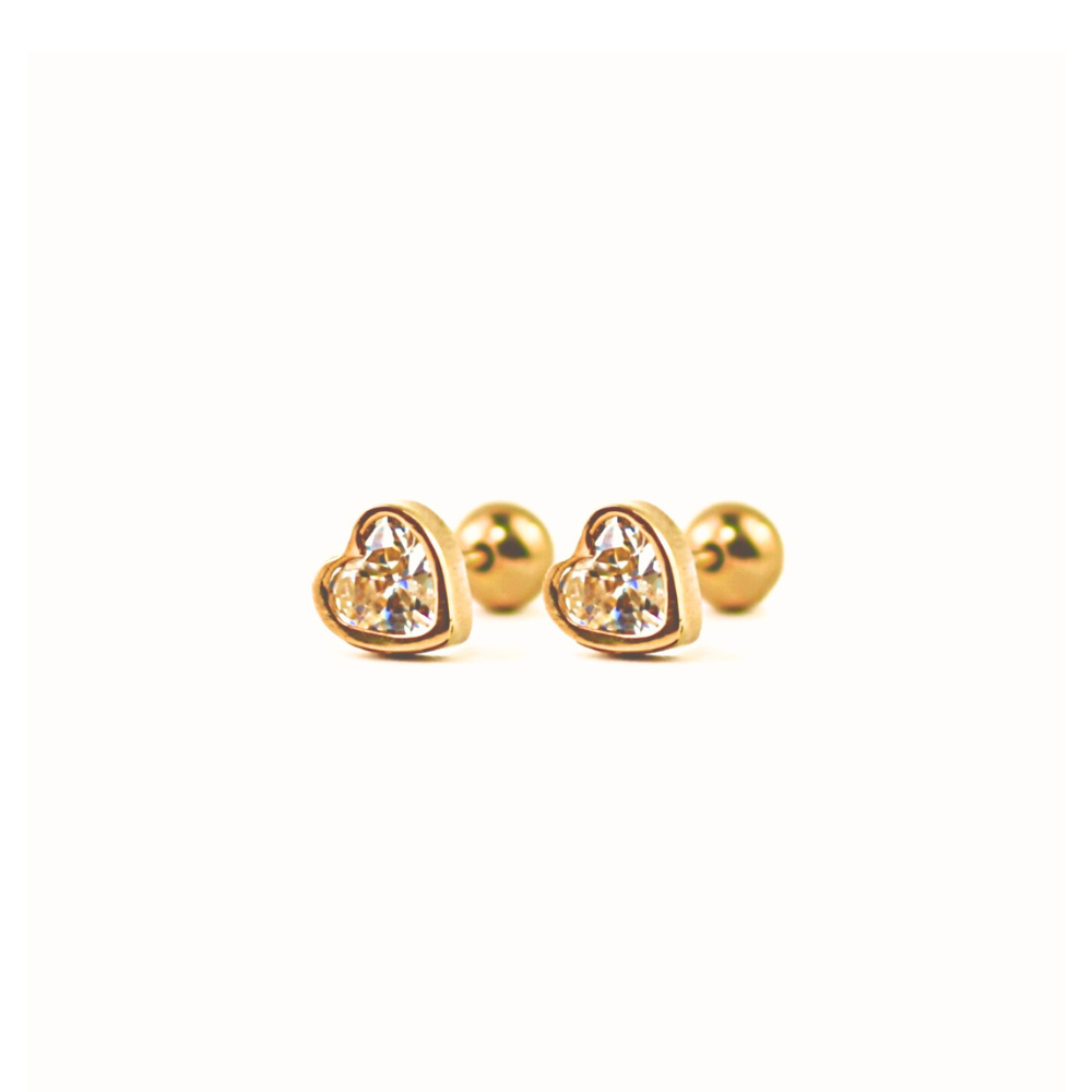 aretes para bebe, aretes dorado, aretes abridor, arete de corazon, arete de oro