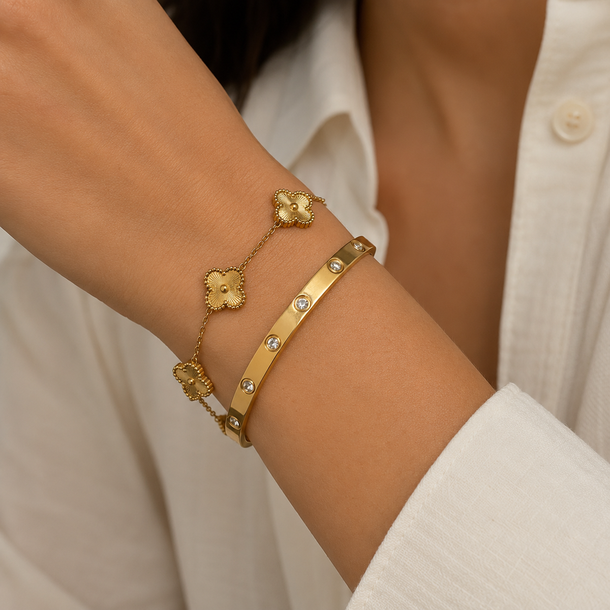 Set de Pulseras Amélie Dorado Acero