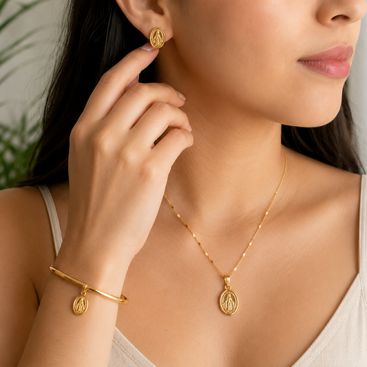 Set x3 Virgen Milagrosa  Rose Acero