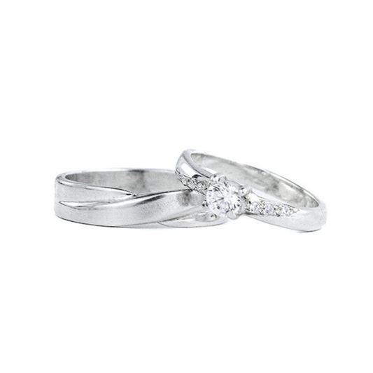 anillo para parejas de plata, anillo trenzado, anillo con piedras, anillos plateados, anillo con diamante, anillo de compromiso