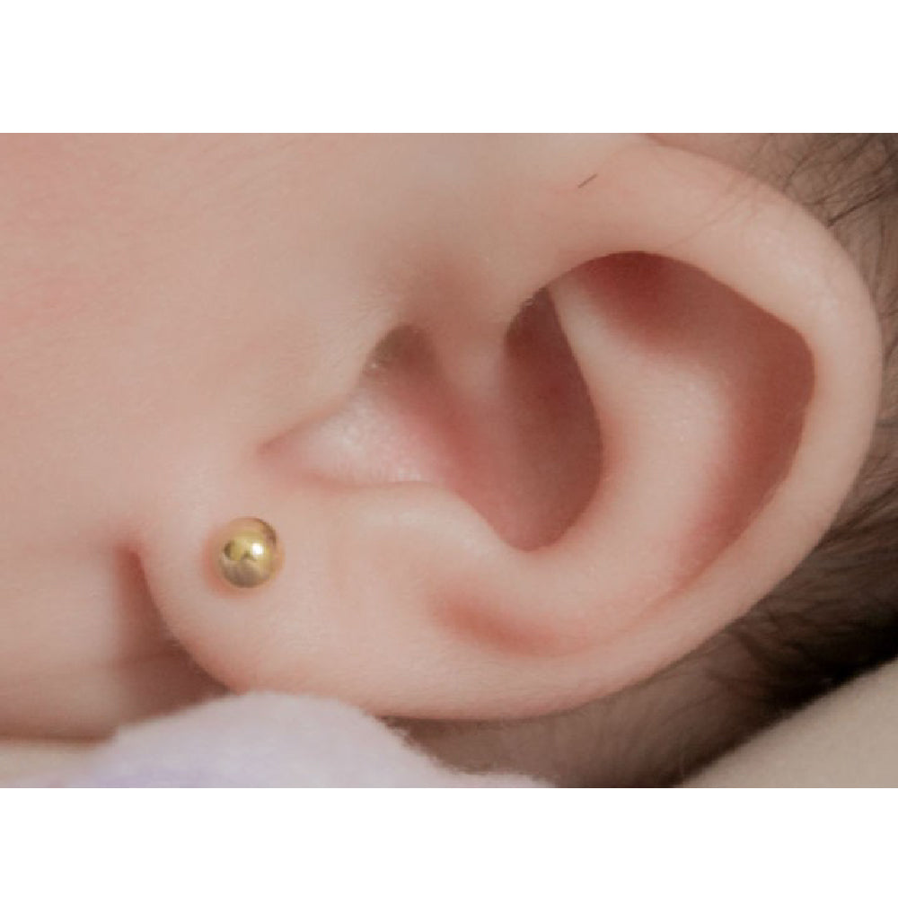 arete para bebe, arete para recien  nacido, arete de bolita, arete de oro