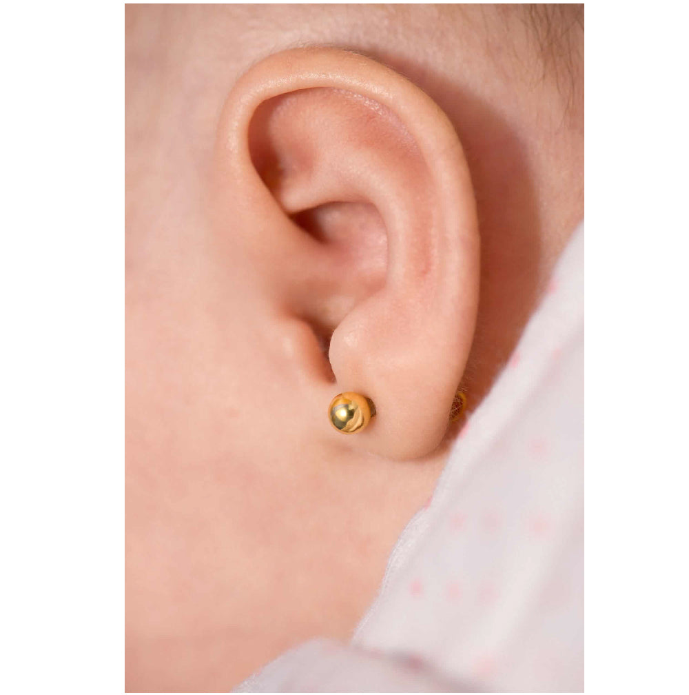 arete para bebe, arete para recien nacido, arete de perla, arete de oro