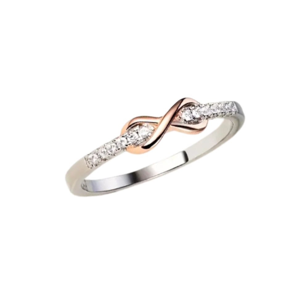 anillo de plata con oro, anillo infinito, anillo con piedras, anillo de compromiso, anillo de promesa