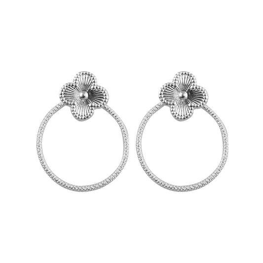 Arete Doble Trébol  Plata