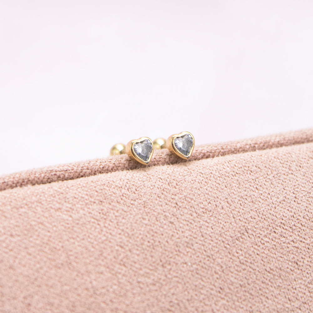 aretes para bebe, aretes dorado, aretes abridor, arete de corazon, arete de oro