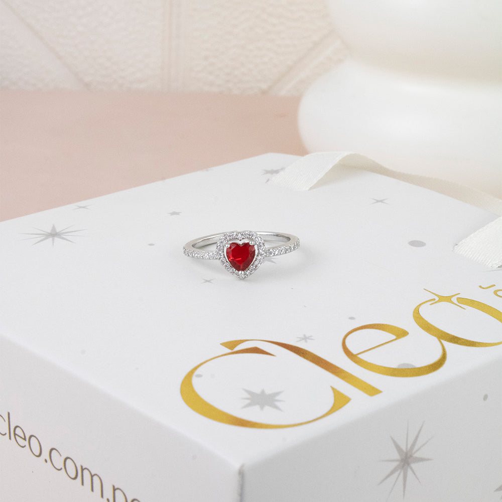 Anillo Corazón Divine Rojo Regulable