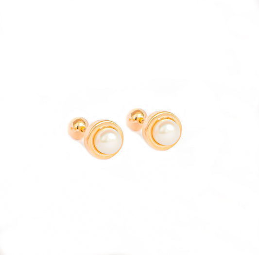 arete para bebe, arete para recien  nacido, arete de perla, arete de oro