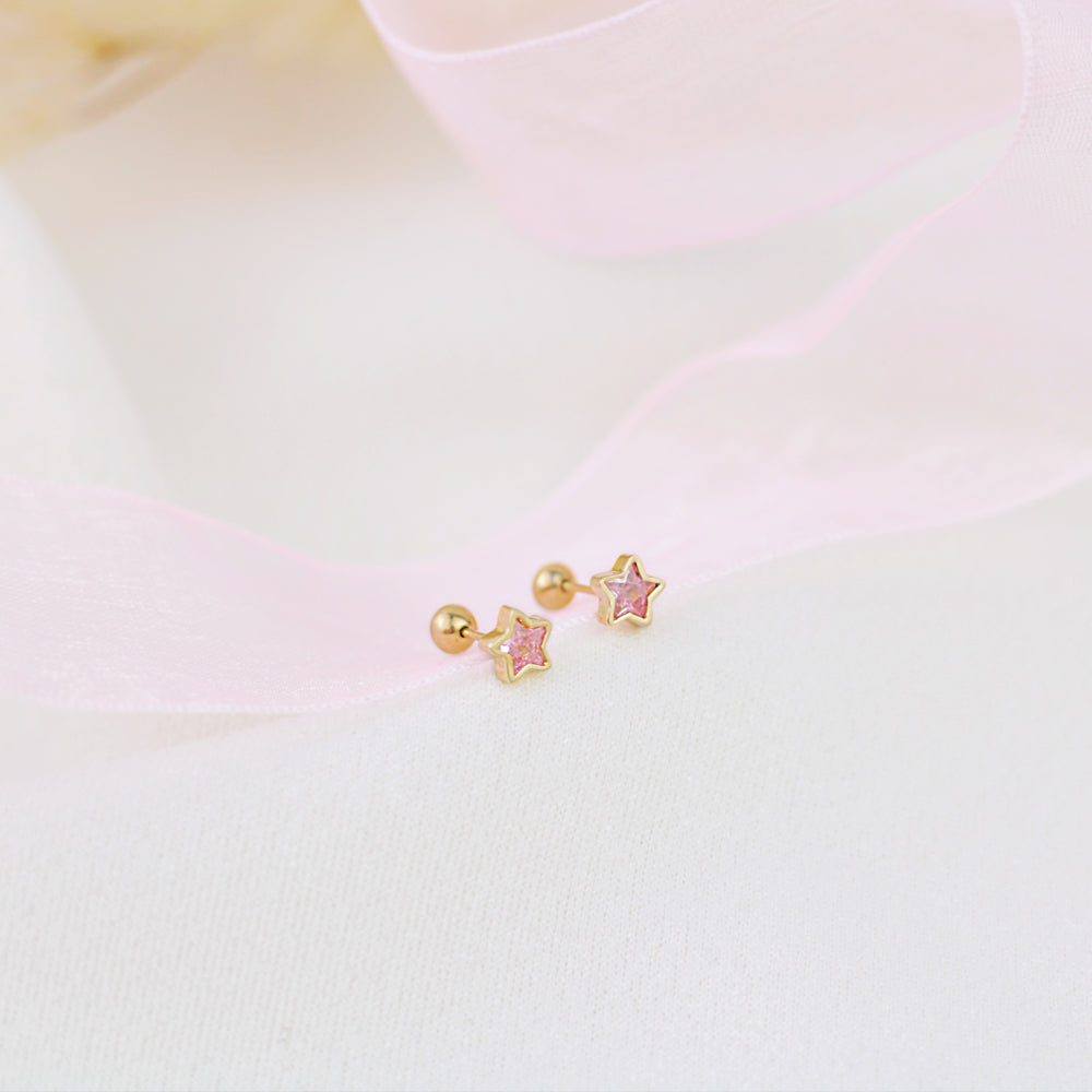 aretes para bebe, aretes dorado, aretes abridor, arete de estrella, arete de oro