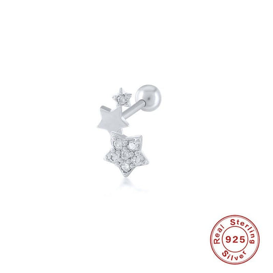 piercing de plata, piercing de estrellas, piercing con piedra, 