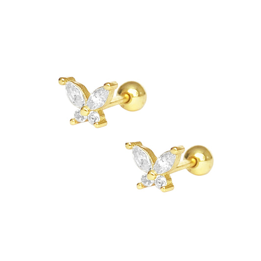 Arete Mariposa Butt 925 Dorado Plata