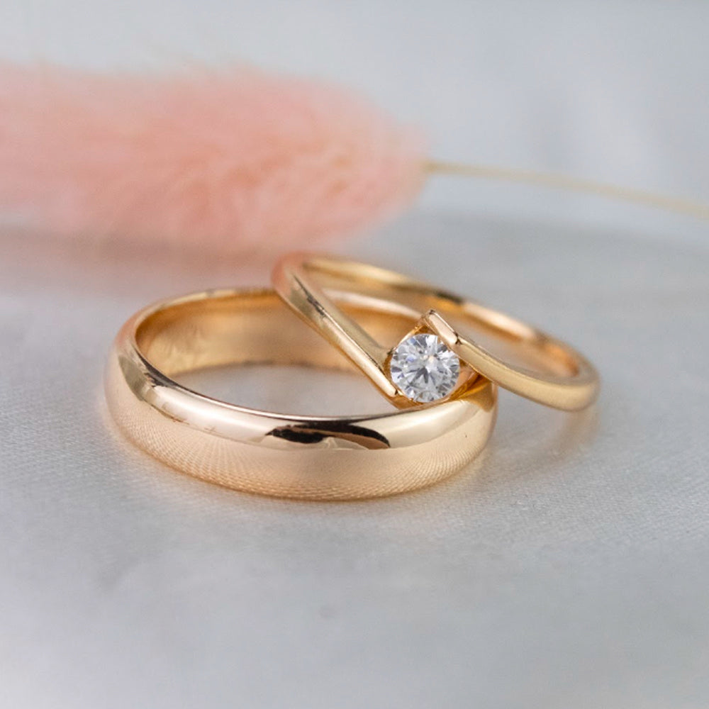 anillos de pareja dorado, anillo de compromiso dorado, anillos dorados, anillos con piedra