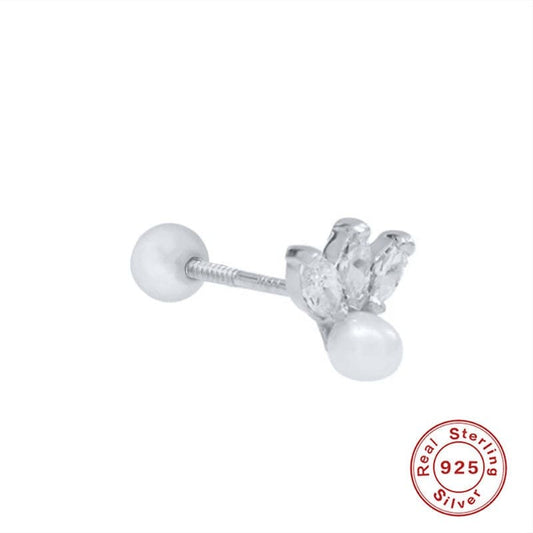 piercing de plata, piercing con perla, piercing con piedra