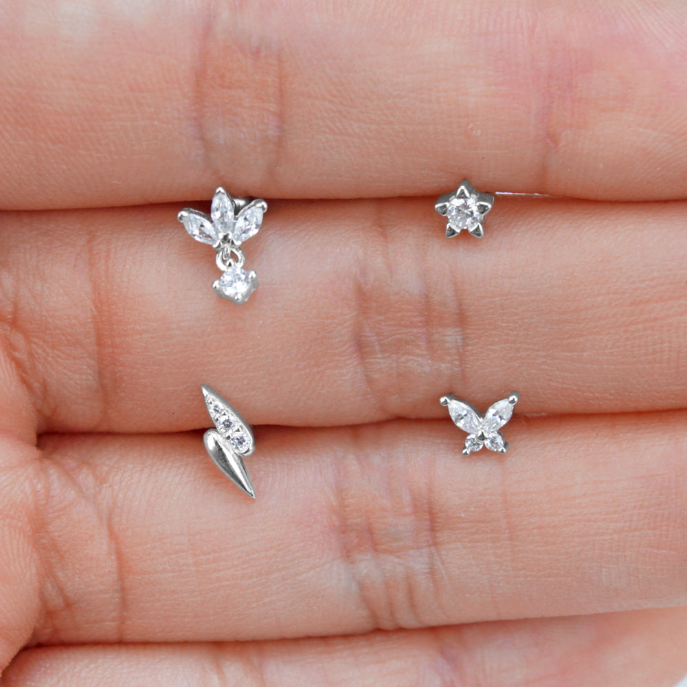 Piercings en diferentes formas plateado plata